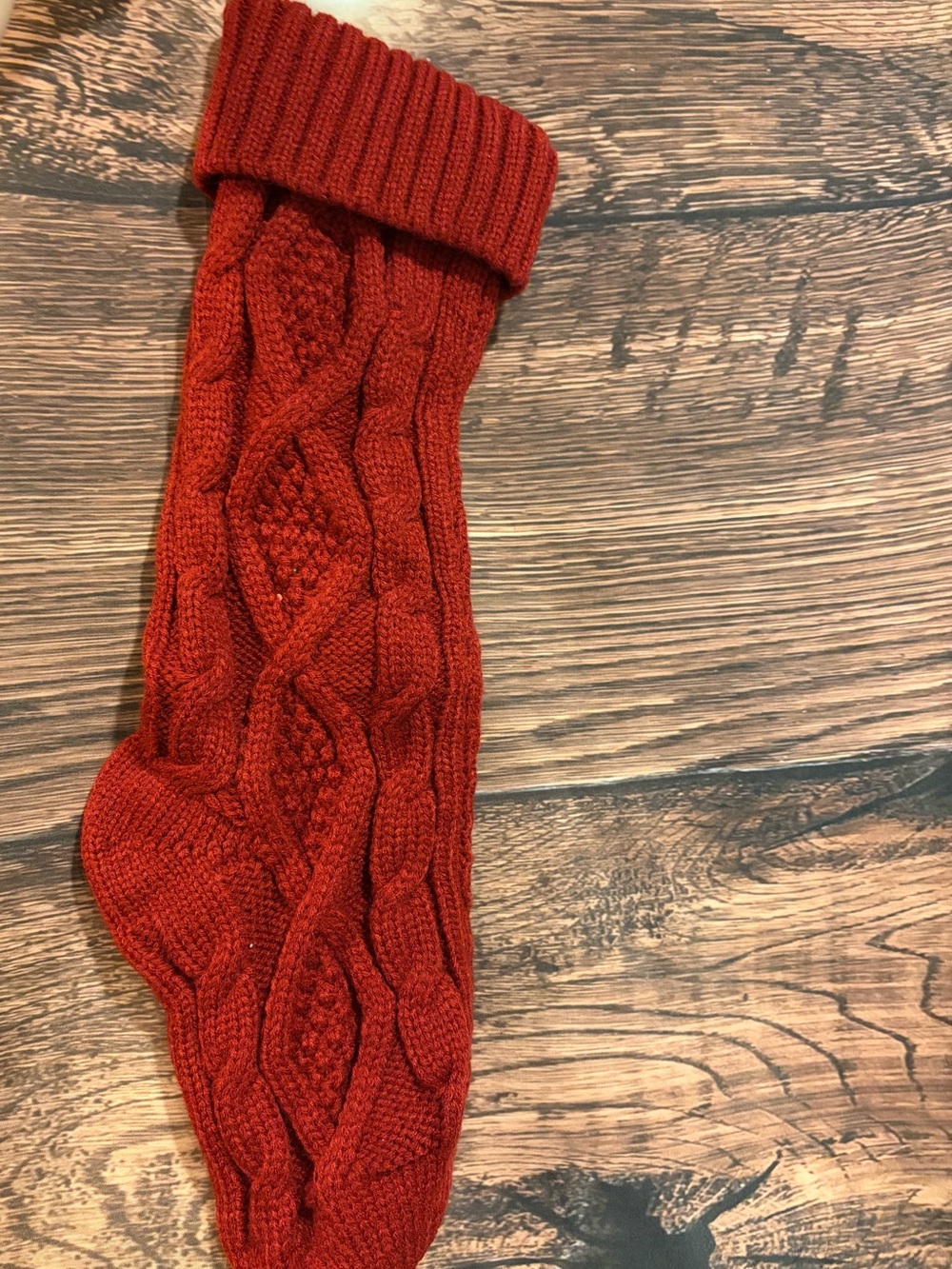 Red Cable-Knit Christmas stocking -